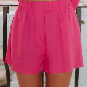 Daily Drills pink linen shorts